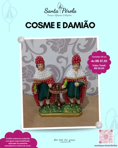 Imagem Religiosa Estilizada / São Cosme e São Damião 20 cm