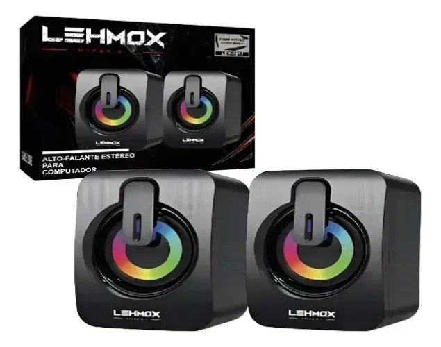 Caixa De Som Gamer Led P/ Computador Modelo Ley-1917 Cor Preto