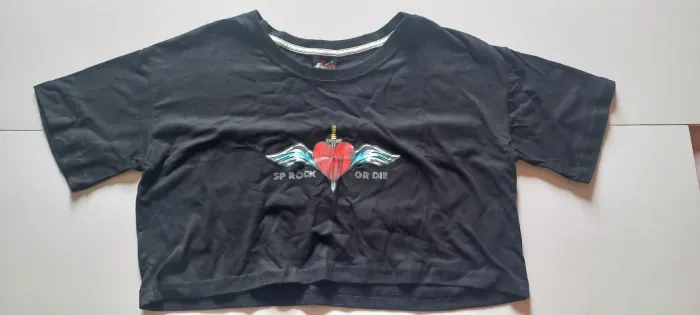 Croped SP Rock Preto Tamanho P