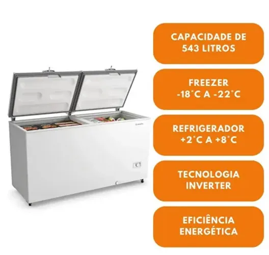 DA550IF - FREEZER HORIZONTAL TAMPA CEGA DA550IF 2 TAMPAS BR.INV.543L - BIVOLT