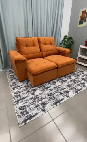 Sofá 3 Lugares Retrátil e Reclinável 200cm Tecido Veludo- Produto Novo Entrega Rápida