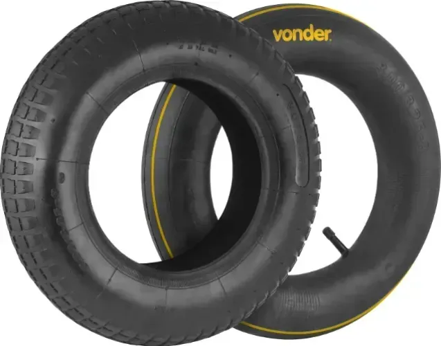 Pneu para carrinho 3,25" x 8", 2 Lonas com câmara, VONDER
