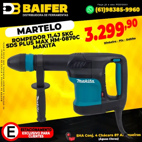 Martelo Rompedor 11,4J 5Kg Sds Plus Max Hm-0870c Makita