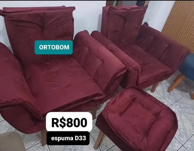 Kit Poltronas D33 Ortobom + Puff
