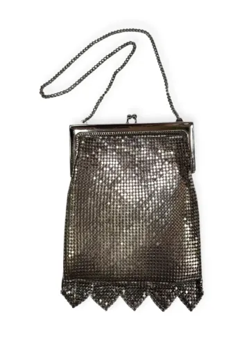 Antiga Bolsa De Mão Vintage Malha Anos 50/60 Metalizada