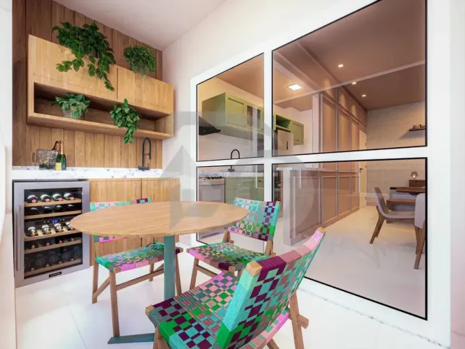 Solares Residence  Apt Moderno com Varanda Integrada e Piso em Porcelanato