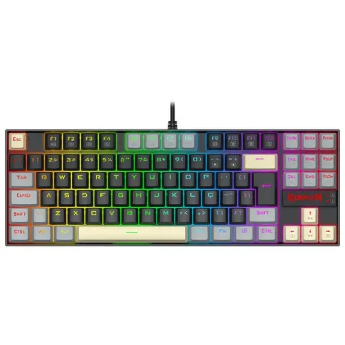 Teclado Mecânico 80% Redragon Kumara Black/Grey/Yellow RGB Switch Dust-Proof Brown- WZetta