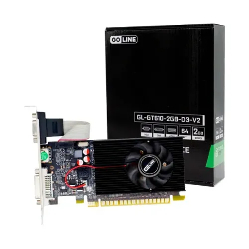 Placa de Vídeo Goline NVIDIA GeForce GT-610 2GB DDR3 Nova com garantia 
