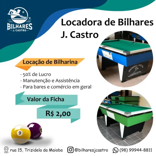 Mesa de Bilhar para Locação