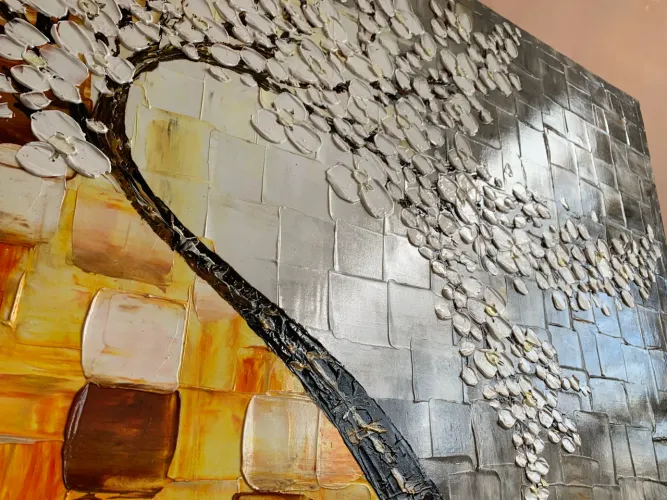 QUADRO PINTURA ABSTRATA ARVORE- 140x80cm