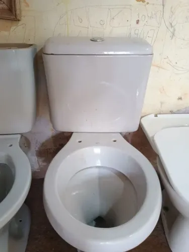 Vaso Sanitário acoplado, na cor cinza platina série luxo