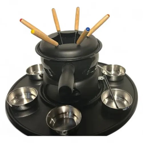 Conjunto Fondue Brinox Preto para 6 Pessoas + Kit 4 Pessoas de Brinde