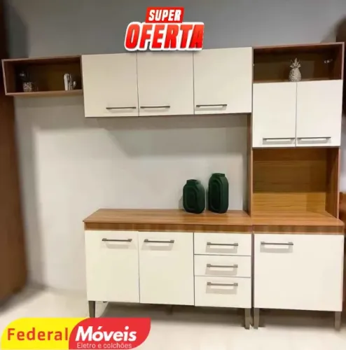 ARMÁRIO DE COZINHA COMPLETA OFF WHITE ENTREGA HOJE