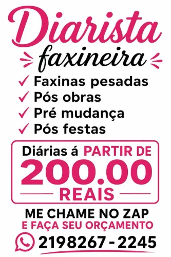 Ofereço meus serviços de faxineira 