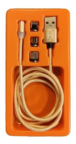 Cabo Magnético 1 Metro Hrebos Para Celular 3x1 conectores V8 - Tipo C - Lightning