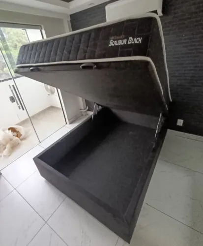 Cama box baú black molas ensacadas casal padrão 