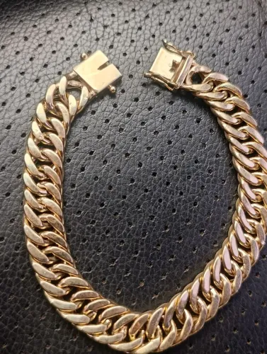 Pulseira ouro elo duplo ouro 18k
