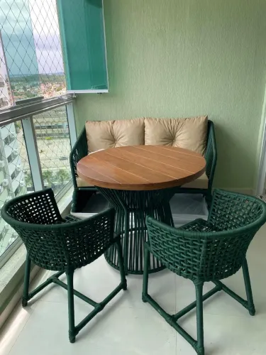 Jogo de mesa + sofá em corda náutica