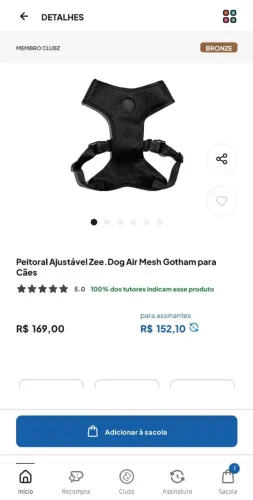 Peitoral Zeedog novo