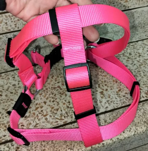 Peitoral H Para Cães Doco Signature Nylon - Rosa Choque (Tamanho L) Nova