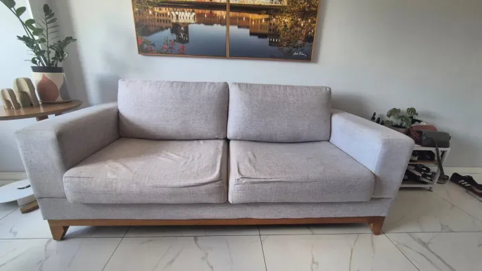 Sofá retrátil 2 lugares - linho champagne - ótimo estado
