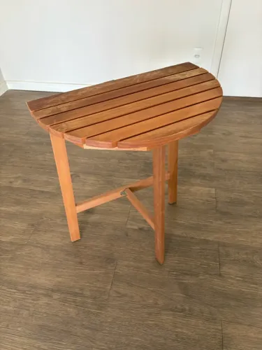 Mesa Dobrável de Madeira Ripado - Varanda, Sacada e Espaços Pequenos