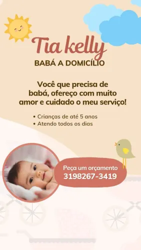 Babá de crianças em minha residência.