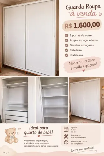 Guarda Roupas Branco Bebê 