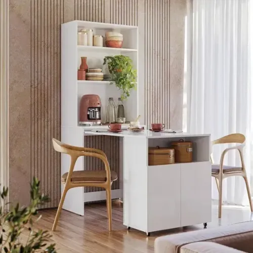 Mesa Retrátil Dueto Branca - Ideal para Ambientes Modernos