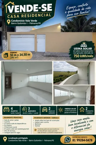 Casa Residencial no Condomínio Vale Verde - Palmares/PE