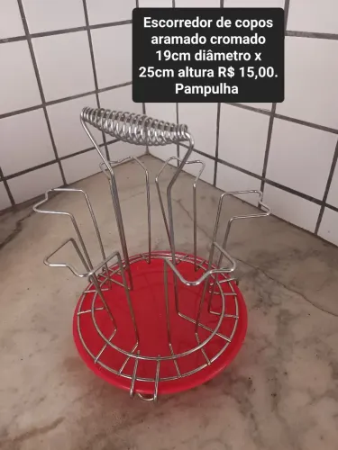 Porta copos metal cromado