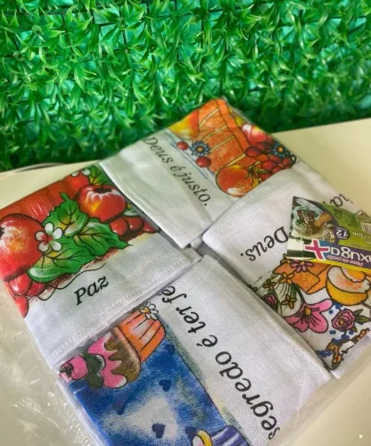 Kit com 12 panos de prato
