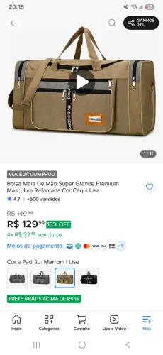 Bolsa de viagem Grande