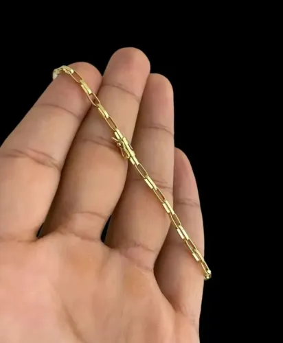 Pulseira de ouro 18k 750 tijolinho