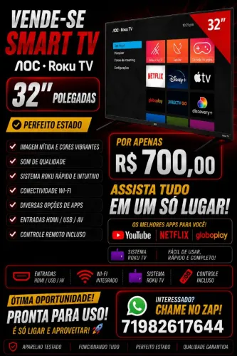 SMARTV AOC ROKU 32 R$ 700,00