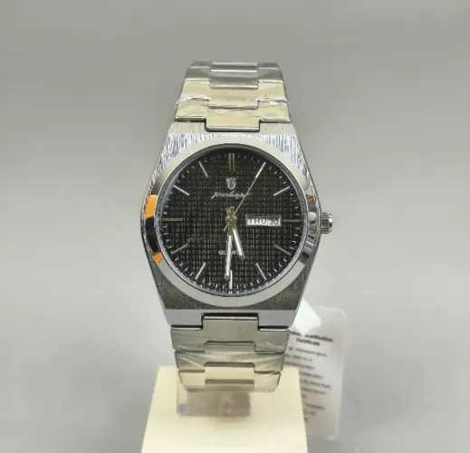 Relógio Masculino Poedagar Luxo Aço Inoxidável Quartz Calendário Pulseira Prata