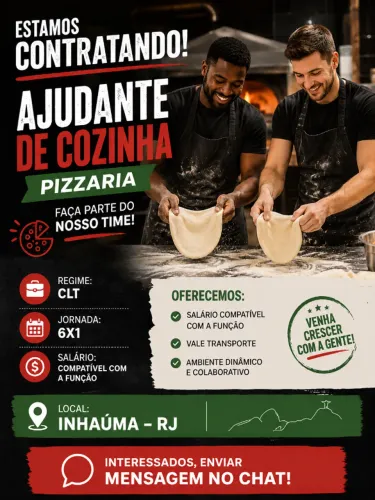 Vaga ajudante de cozinha Pizzaria