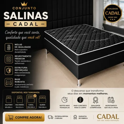 Conjunto colchao e base casal molas ensacadas