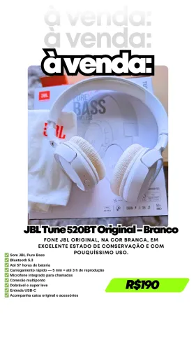 JBL Tune 520BTOrigiinal -Branco