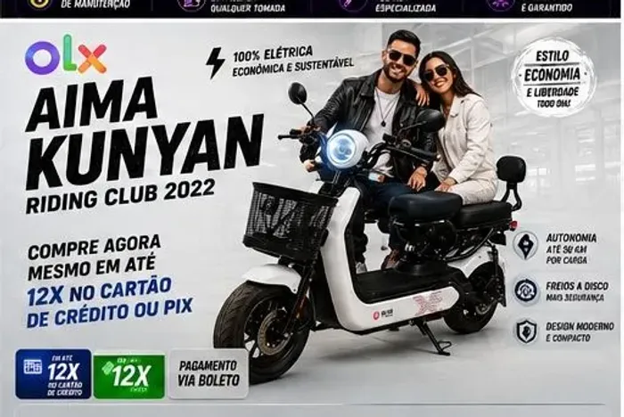 Moto elétrica Scooter bike modelo Aima Kunyan Rinding Club 18X no Cartão, Pix e Boleto