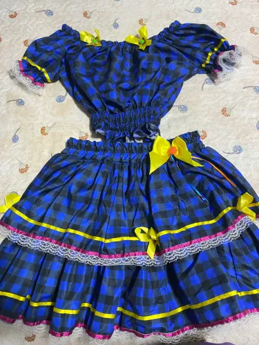 Conjunto festa junina azul