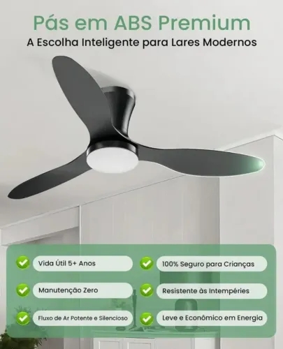 Ventilador de Teto Bivolt cor preto