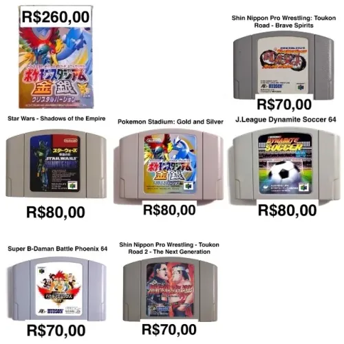 JOGOS NINTENDO 64 JAPONÊS - ORIGINAIS - TESTADOS E HIGIENIZADOS - FUNCIONANDO 100%