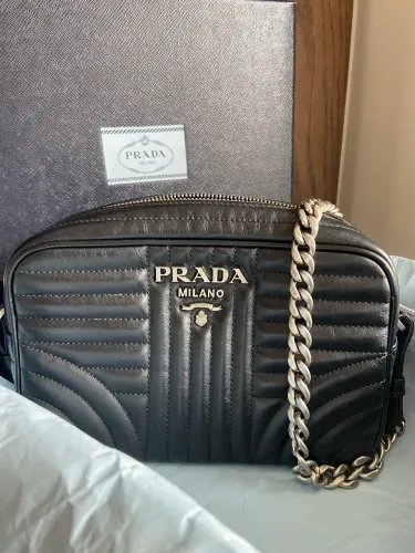Bolsa Prada Milano Original Preta Couro Matelassê