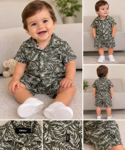 Conjunto bebê estampado DKNY