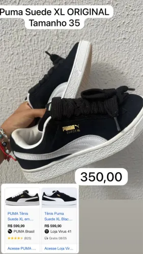 Tênis preto camurça puma xl