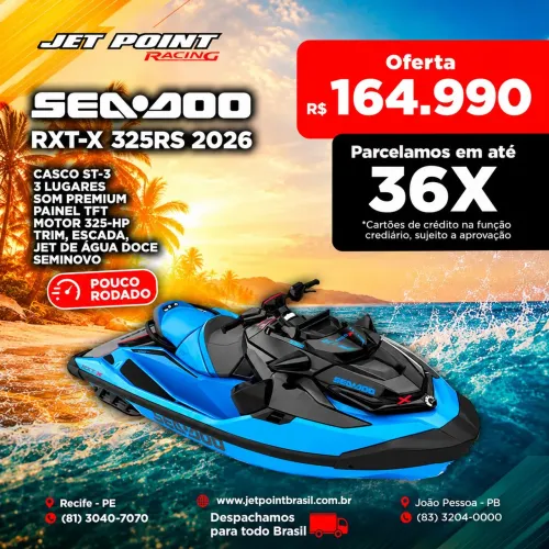 JET SKI SEA DOO RXT-X 325RS 2026, Casco ST-3, 3 Lugares, Painel 10,25", Som Premium, TROCO