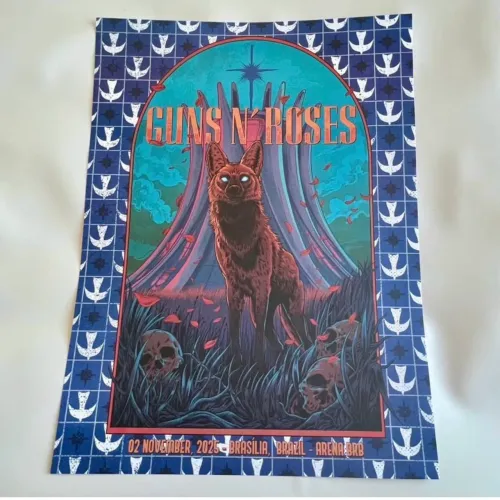 Guns N' Roses Litografia Brasília 2025 60x45cm Envio ou Retira em Curitiba