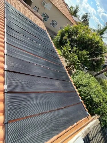 Aquecimento de piscina / placas solares/ trocador de calor / elétrico
