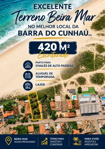 TERRENO À BEIRA-MAR NA PARADISÍACA BARRA DO CUNHAÚ - RN. PRÓX A PIPA, OPORTUNIDADE!